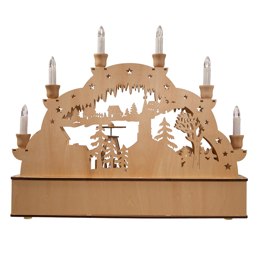 Kurt S. Adler 10.25“ Wooden LED Light-Up Musical/Motion Santa Christmas Village