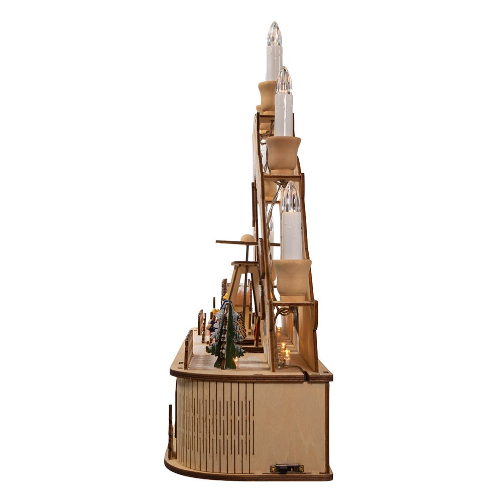 Kurt S. Adler 10.25“ Wooden LED Light-Up Musical/Motion Santa Christmas Village