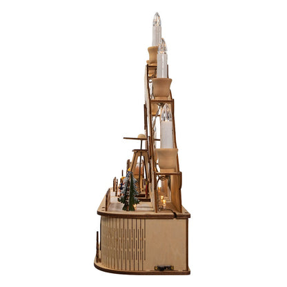 Kurt S. Adler 10.25“ Wooden LED Light-Up Musical/Motion Santa Christmas Village