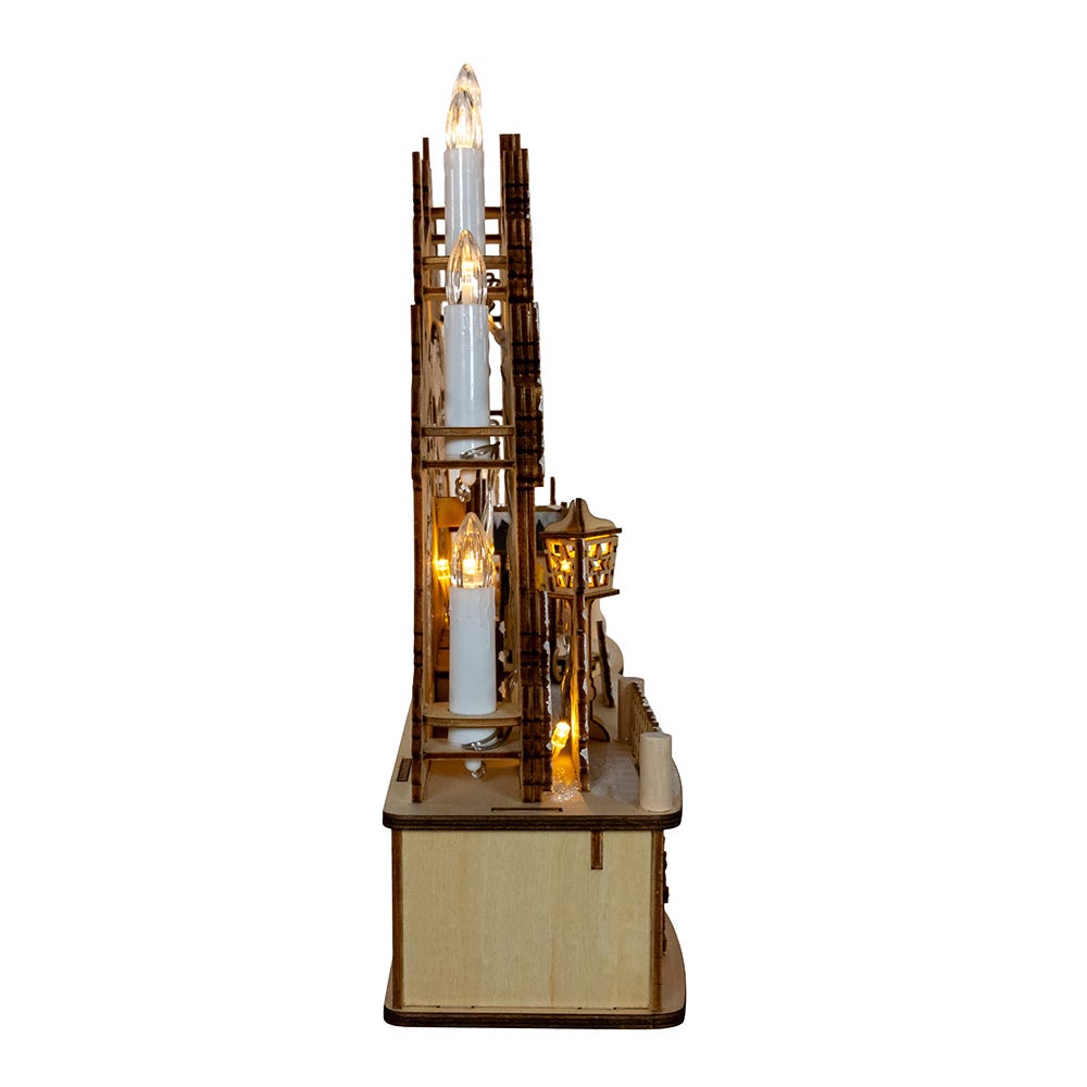 Kurt S. Adler 17.72“ Wooden LED Light-Up Christmas Village With Candle