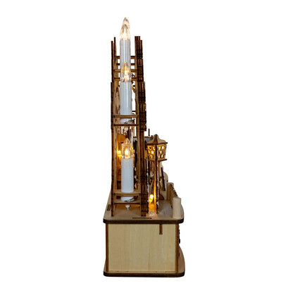 Kurt S. Adler 17.72“ Wooden LED Light-Up Christmas Village With Candle
