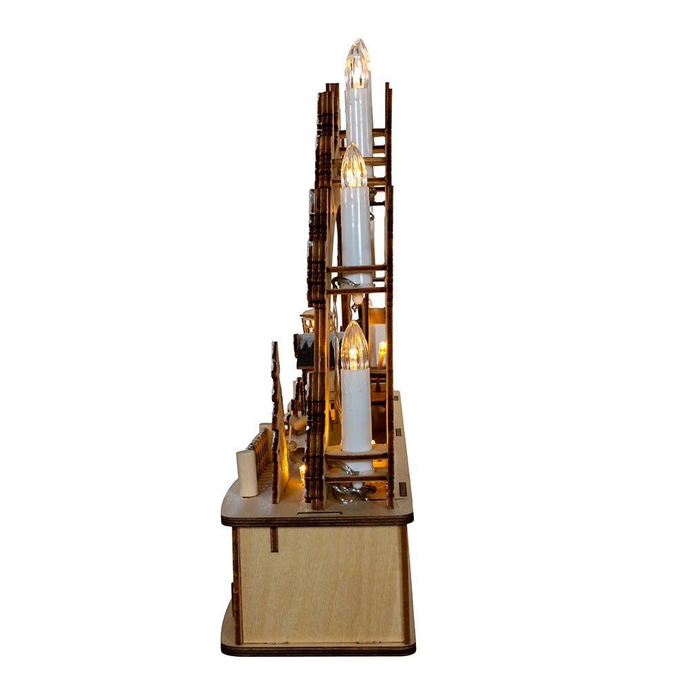 Kurt S. Adler 17.72“ Wooden LED Light-Up Christmas Village With Candle