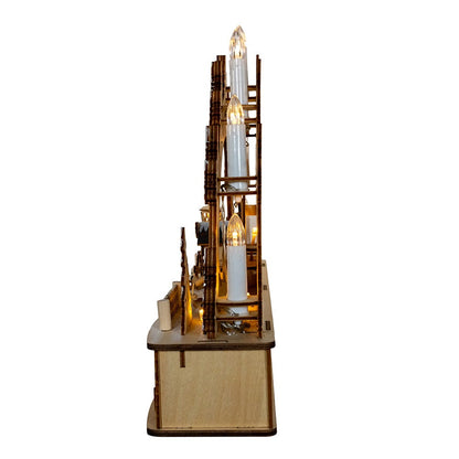 Kurt S. Adler 17.72“ Wooden LED Light-Up Christmas Village With Candle