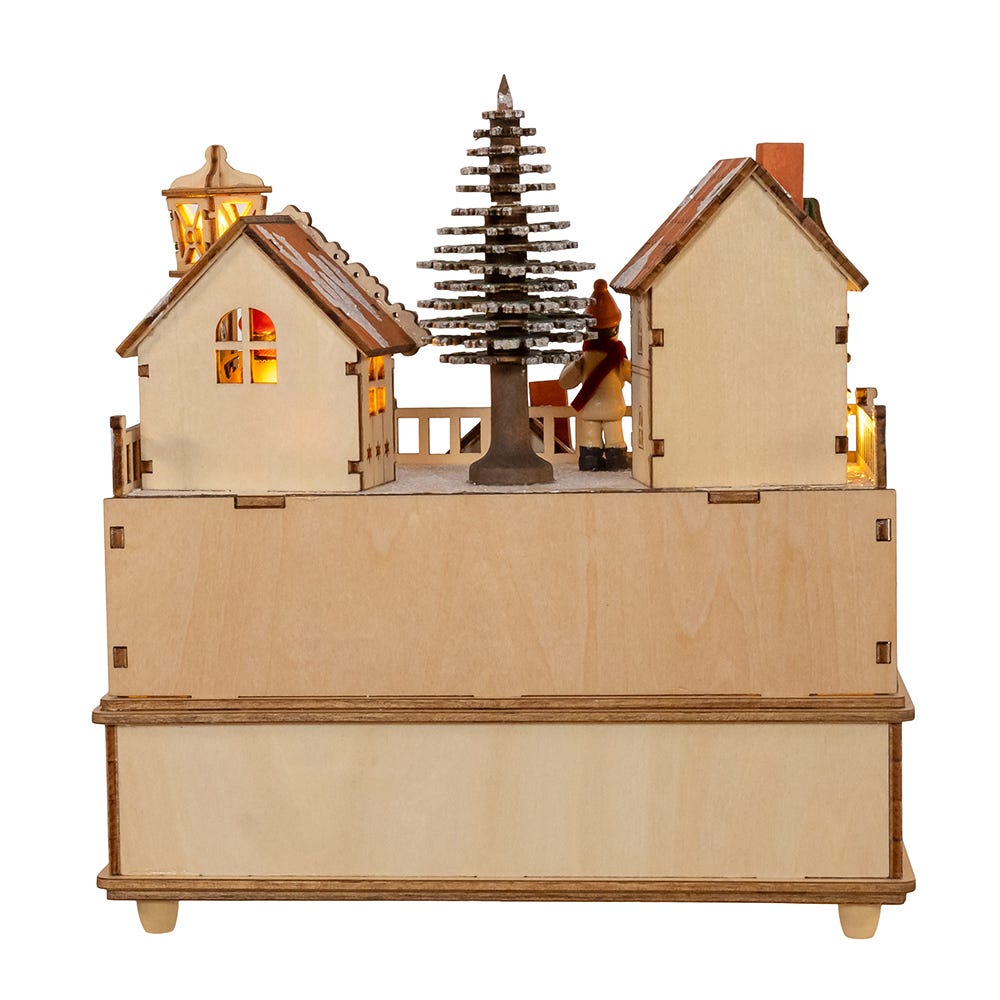 Kurt S. Adler 7.87“ Wooden LED Light-Up Santa Musical Christmas Village