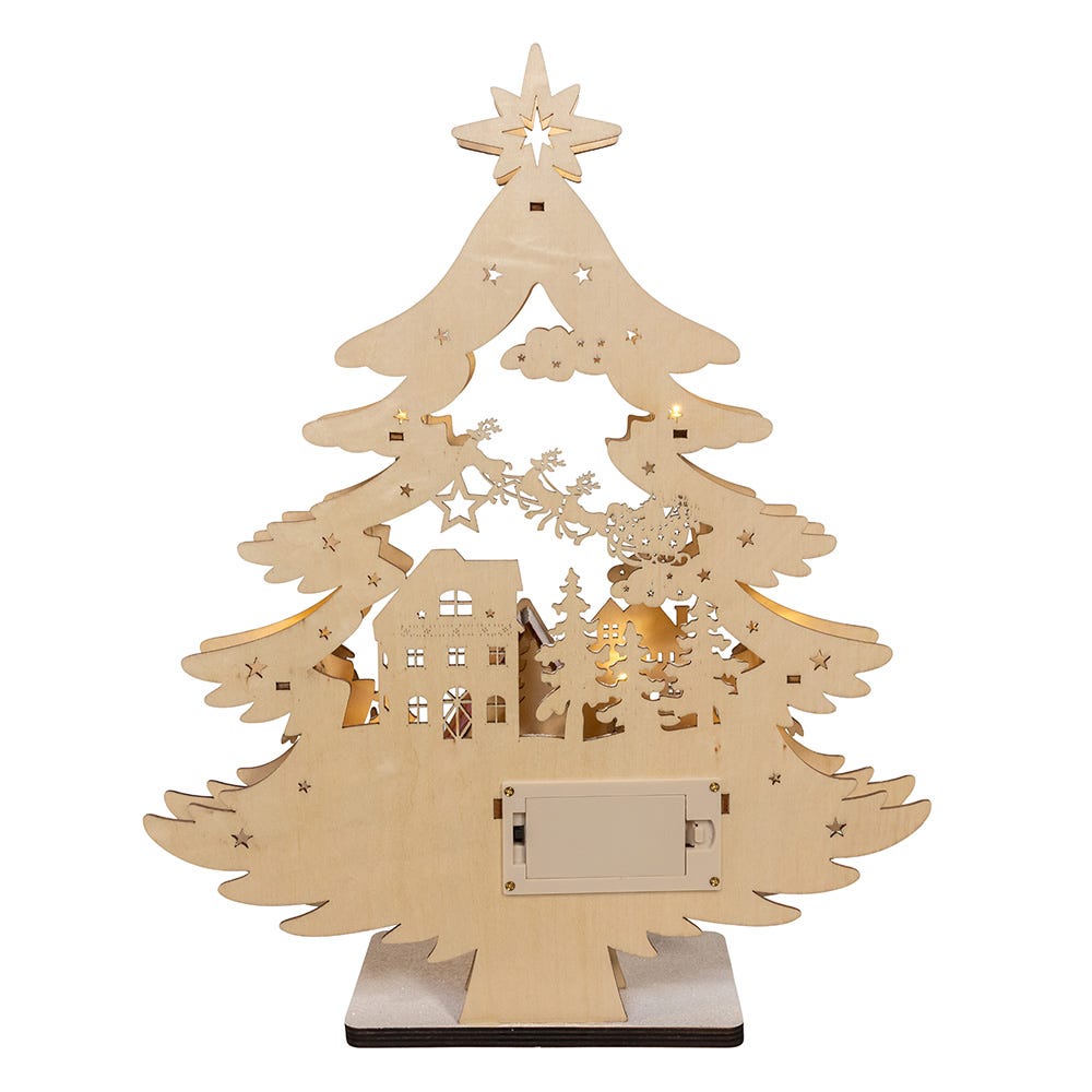 Kurt S. Adler 13“ Battery Operated 10-Light Tree With Village Scene