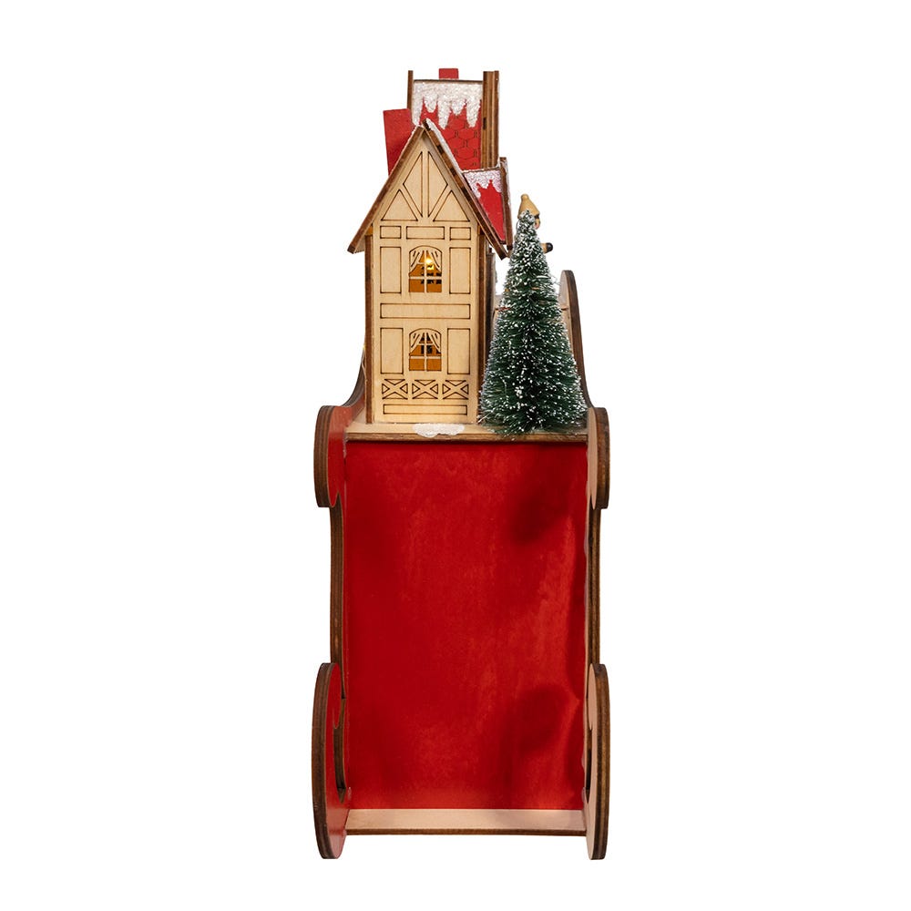 Kurt S. Adler 13.77“ Battery Operated LED Lighted Sleigh With Village Scene Table Piece