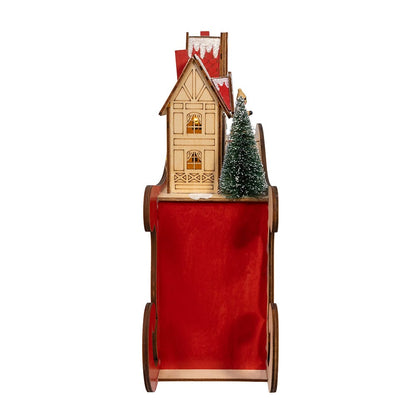 Kurt S. Adler 13.77“ Battery Operated LED Lighted Sleigh With Village Scene Table Piece