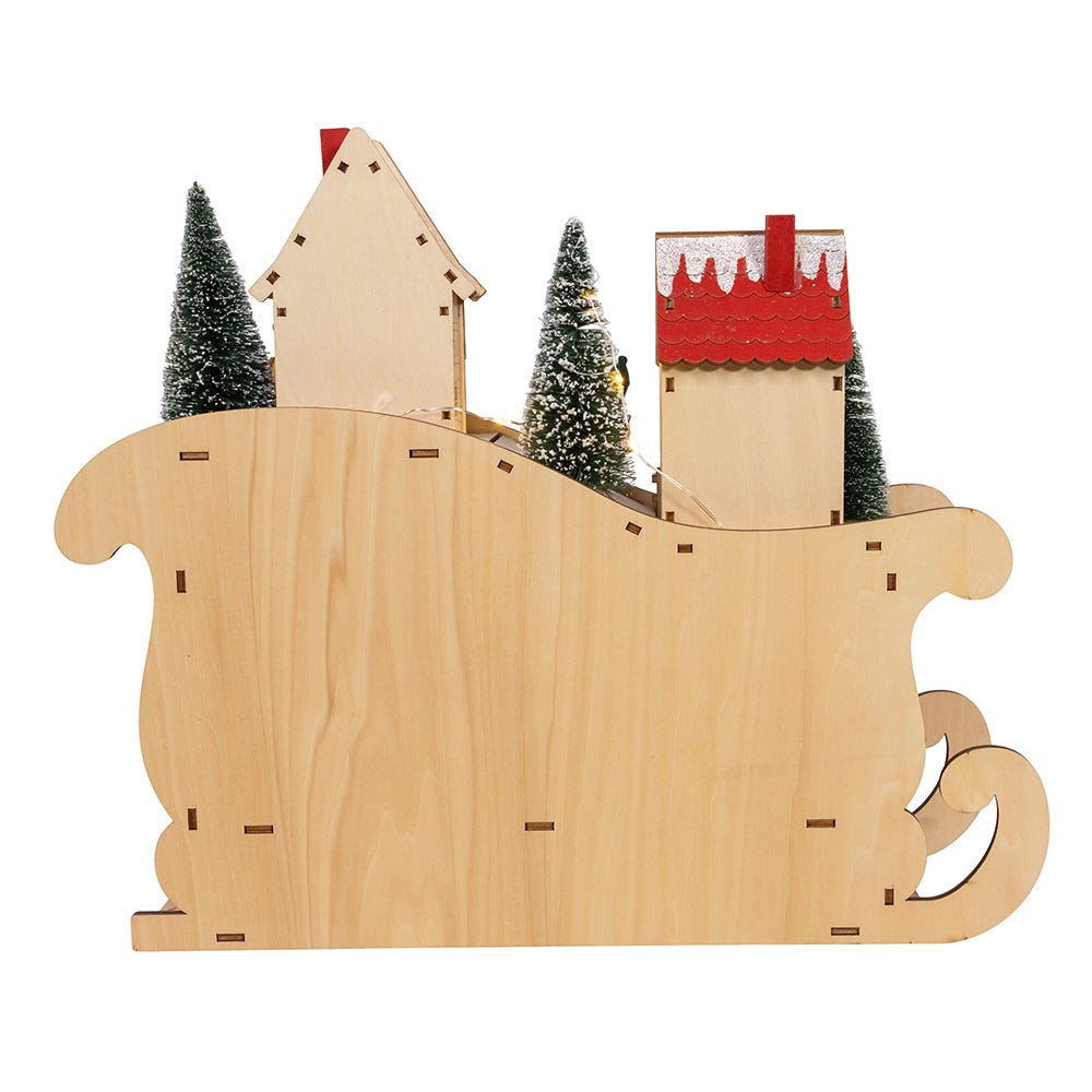 Kurt S. Adler 13.77“ Battery Operated LED Lighted Sleigh With Village Scene Table Piece