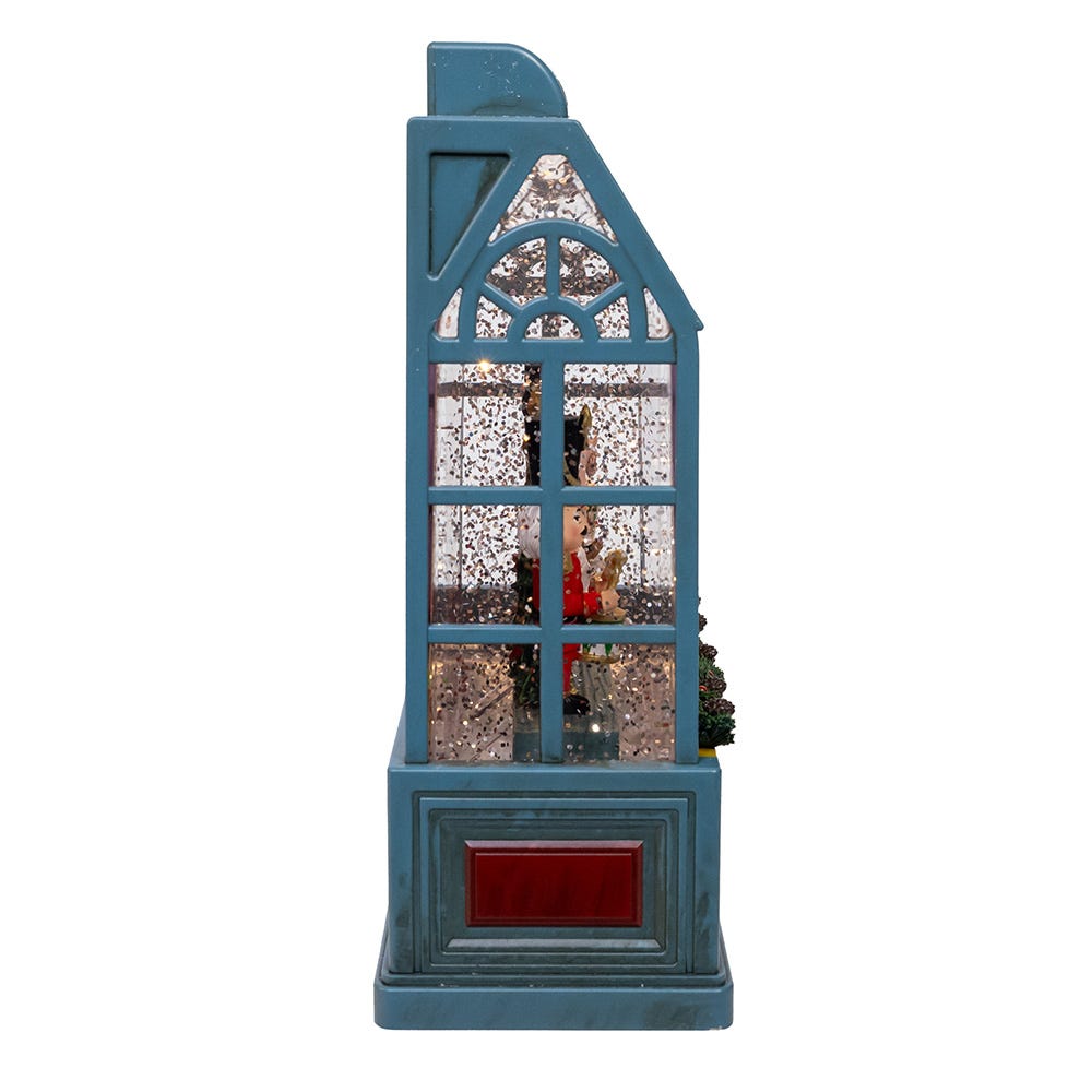 Kurt S. Adler 8.375“ Battery Operated USB LED Lighted Christmas Shop With Spinning Glitter Water
