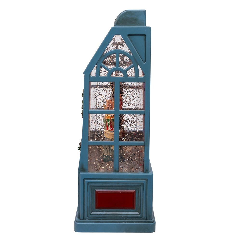 Kurt S. Adler 8.375“ Battery Operated USB LED Lighted Christmas Shop With Spinning Glitter Water