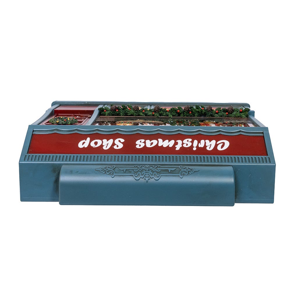 Kurt S. Adler 8.375“ Battery Operated USB LED Lighted Christmas Shop With Spinning Glitter Water