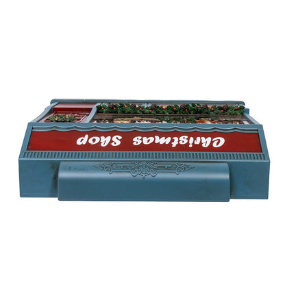 Kurt S. Adler 8.375“ Battery Operated USB LED Lighted Christmas Shop With Spinning Glitter Water