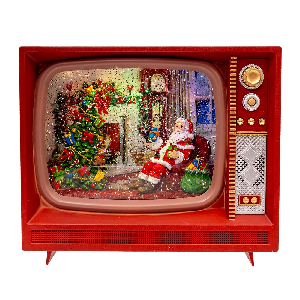 Kurt S. Adler 8.325“ Battery Operated USB LED Musical TV With Spinning Glitter Water Table Piece