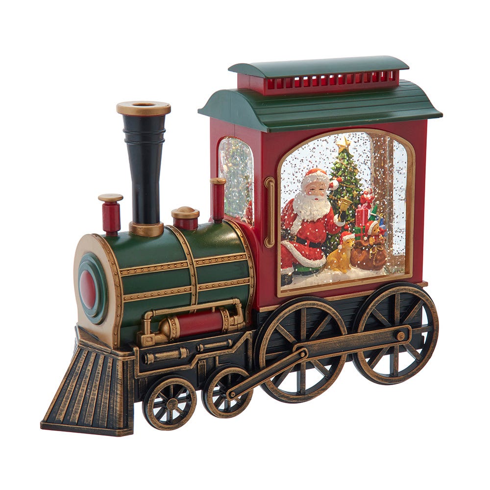 Kurt S. Adler 7.625“ Battery Operated LED Lighted Santa Train With Spinning Glitter Water