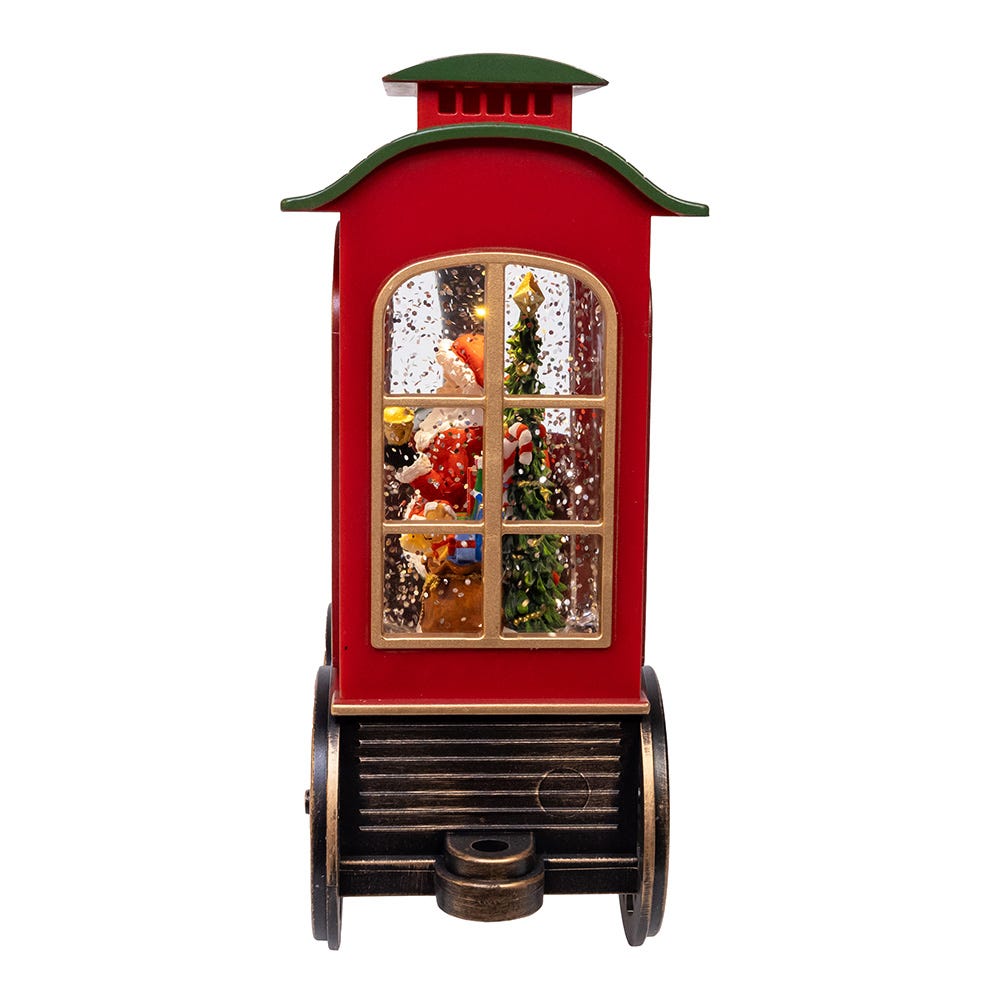 Kurt S. Adler 7.625“ Battery Operated LED Lighted Santa Train With Spinning Glitter Water
