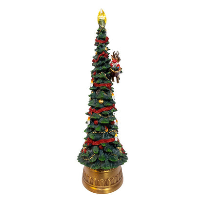 Kurt S. Adler 13.5“ Battery Operated USB LED Lighted Santa & Deer Treetop With Spinning Glitter Water