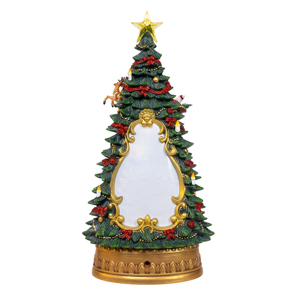 Kurt S. Adler 13.5“ Battery Operated USB LED Lighted Santa & Deer Treetop With Spinning Glitter Water