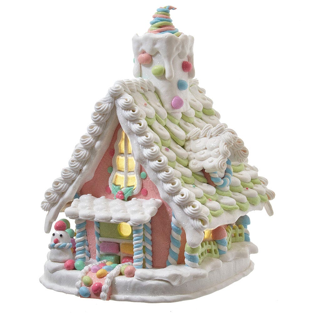 Kurt S. Adler Battery-Operated LED Light Up Pastel Gingerbread House