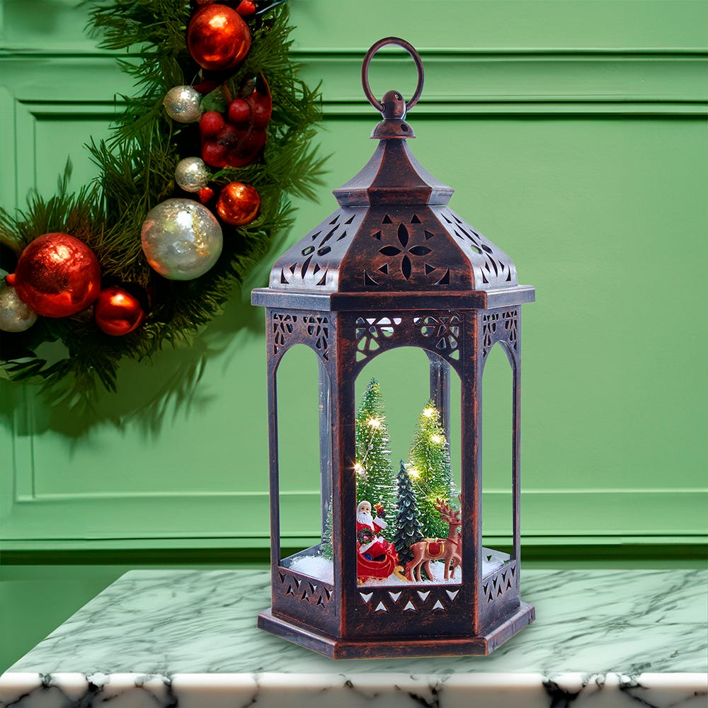 Kurt S. Adler 13“ Battery Operated Lighted Santa Lantern
