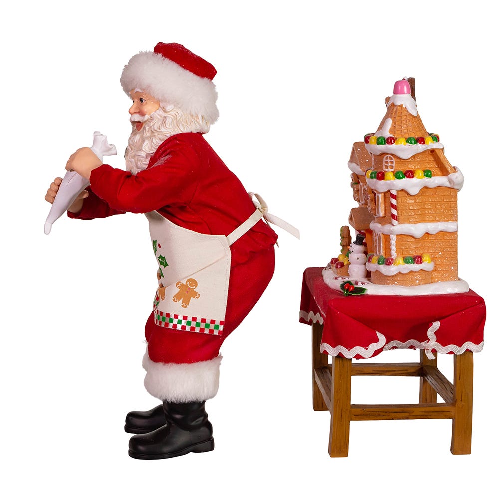 Kurt S. Adler 10.5“ Fabriché™ Battery-Operated Santa With Gingerbread Houses, 2-Piece Set