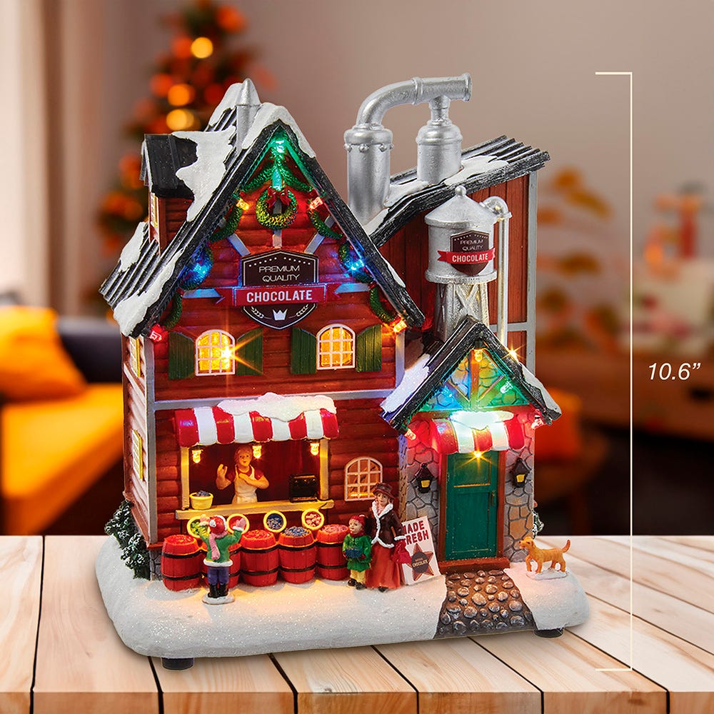 Kurt S. Adler 10.63“ Battery-Operated Light-Up Musical Chocolate Factory