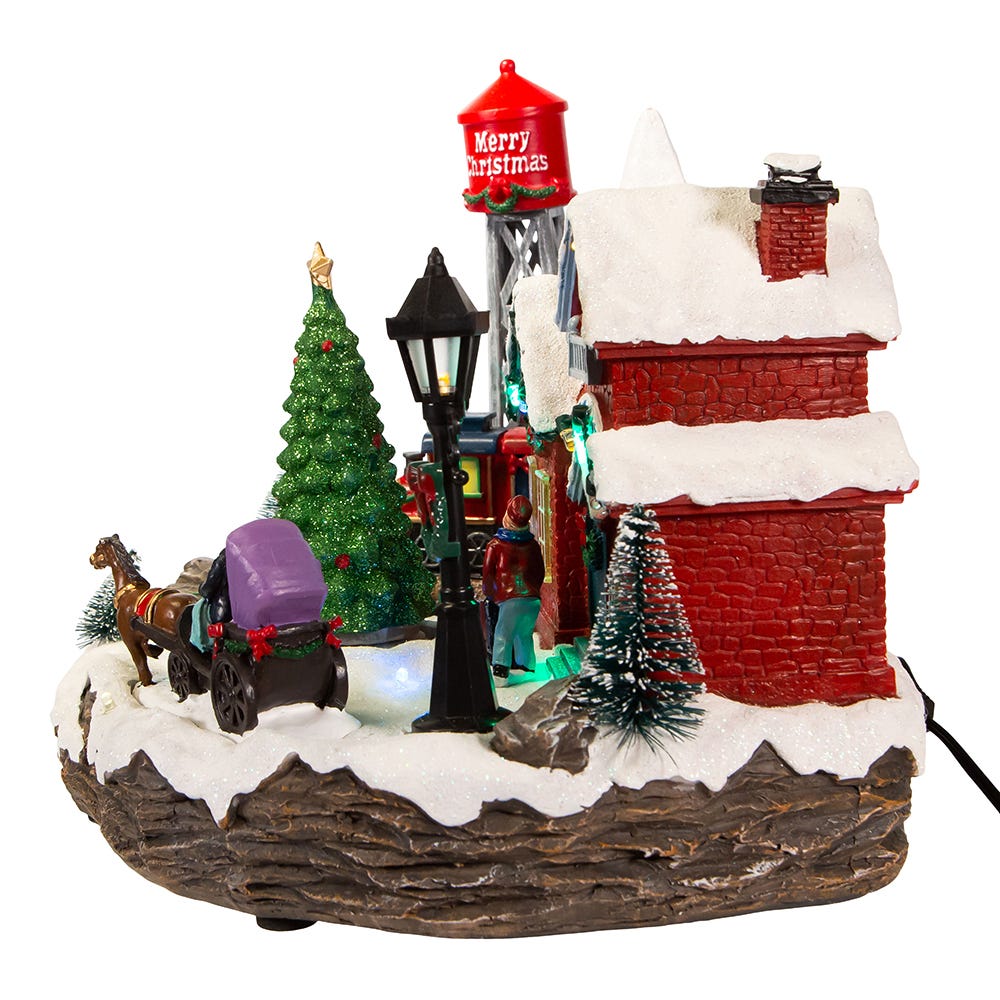 Kurt S. Adler 9.25“ Light-Up Christmas Village Scene