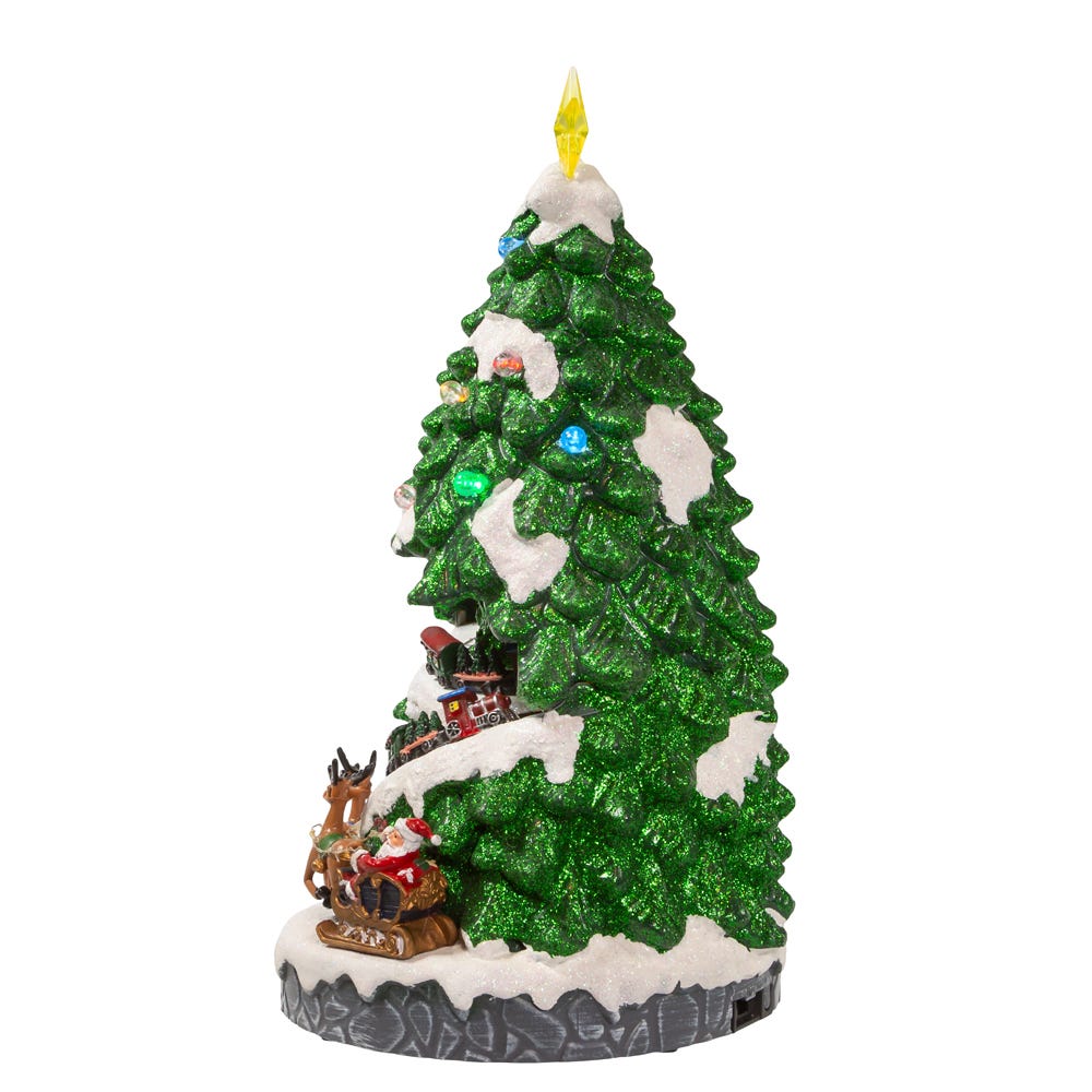 Kurt S. Adler 15.7“ Battery Operated Lighted Musical Christmas Tree With Moving Train