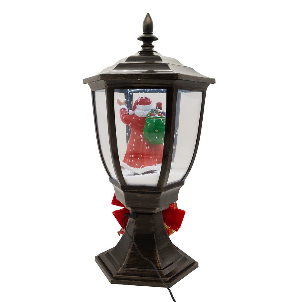 Kurt S. Adler 12“ Lighted Musical Santa Lamp Post With Snow Effect
