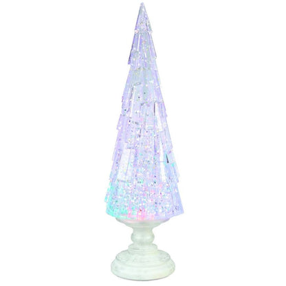 Kurt S. Adler 17.25“ Battery Operated USB LED Lighted Christmas Tree Lantern With Spinning Glitter Water
