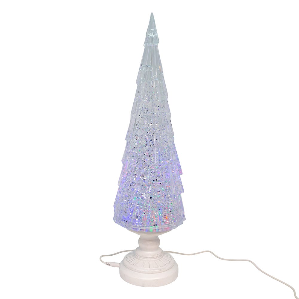 Kurt S. Adler 17.25“ Battery Operated USB LED Lighted Christmas Tree Lantern With Spinning Glitter Water