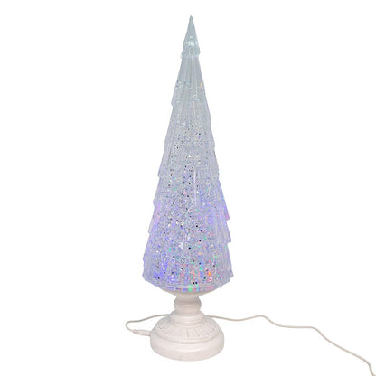Kurt S. Adler 17.25“ Battery Operated USB LED Lighted Christmas Tree Lantern With Spinning Glitter Water