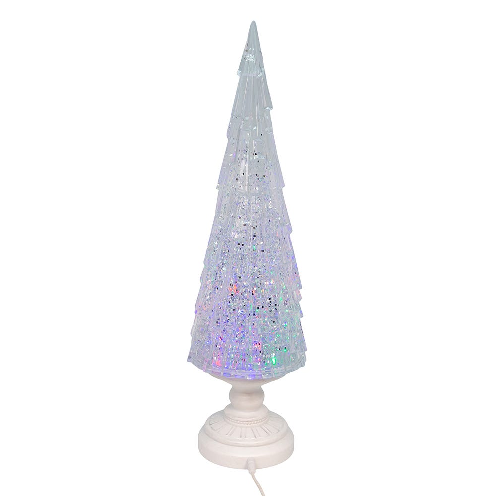 Kurt S. Adler 17.25“ Battery Operated USB LED Lighted Christmas Tree Lantern With Spinning Glitter Water