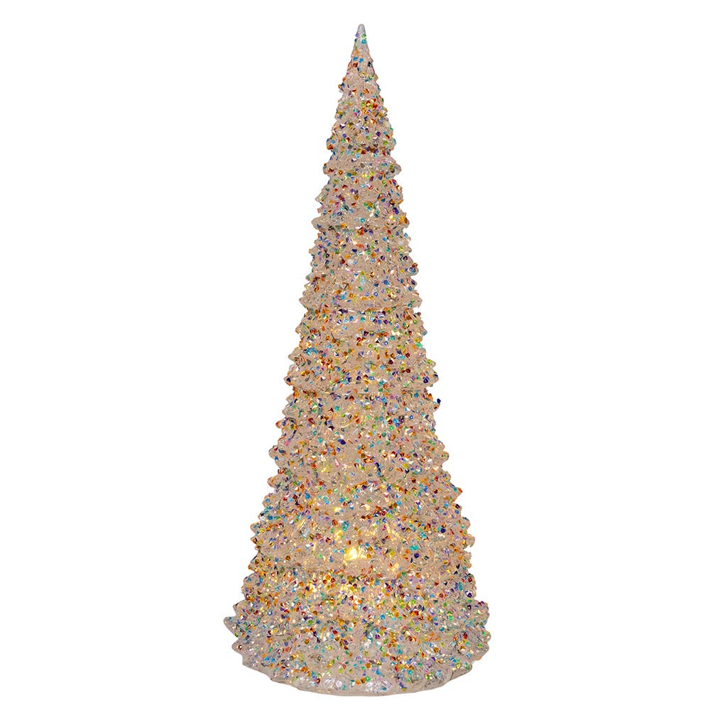 Kurt S. Adler 15.5“ Battery Operated LED Silver Iridescent Tabletop Tree