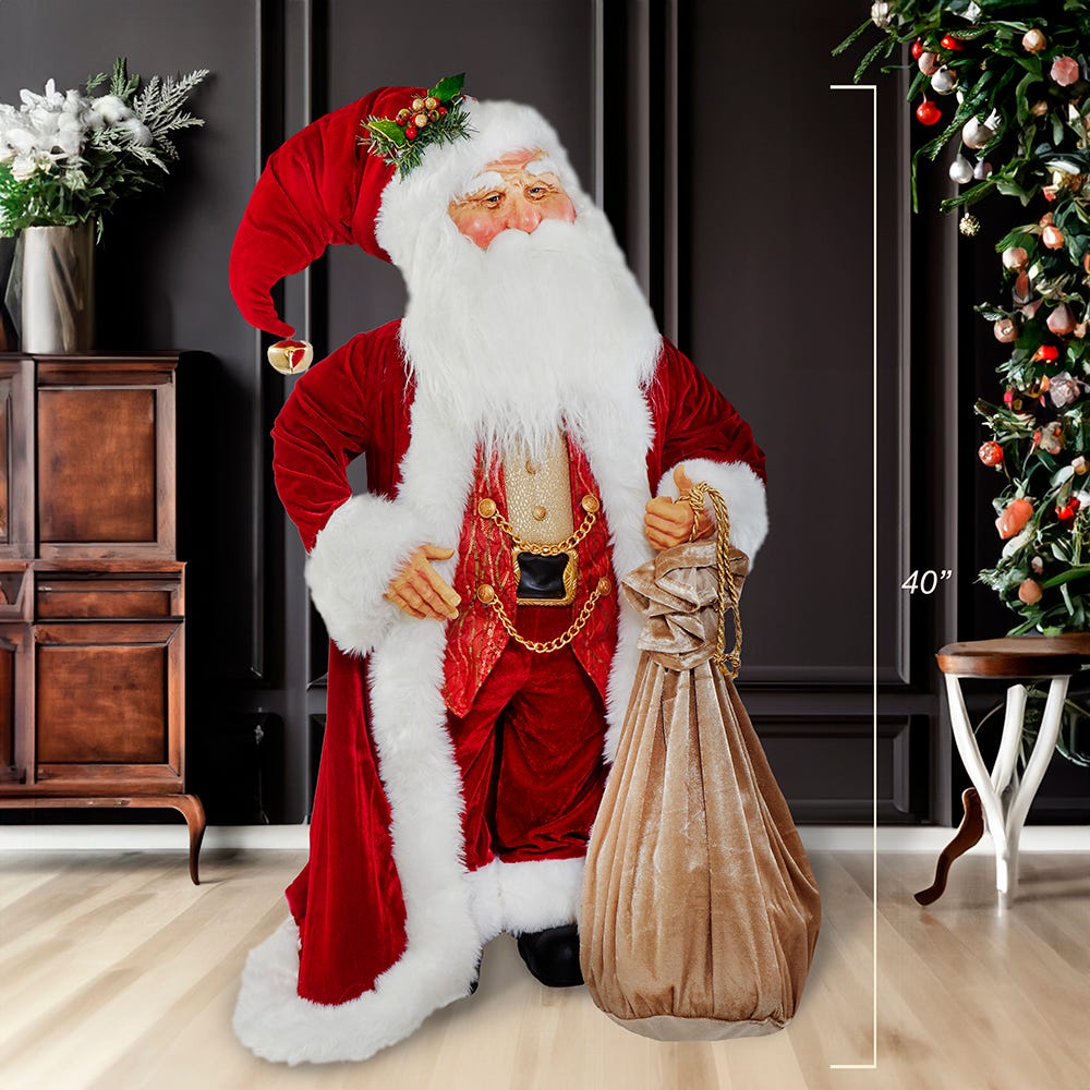 Kurt S. Adler 40“ Jacqueline Kent Traditional Santa With Bag