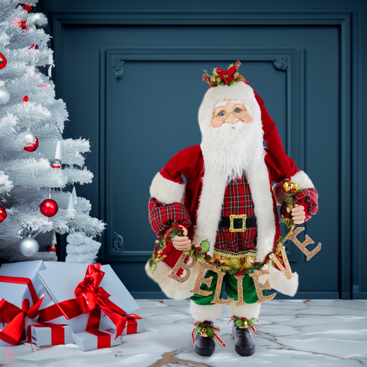 Kurt S. Adler 36“ KSA Kringles Santa With Garland