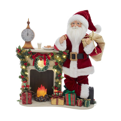 Kurt S. Adler 17“ KSA Kringles Santa With LED Fireplace Mantle