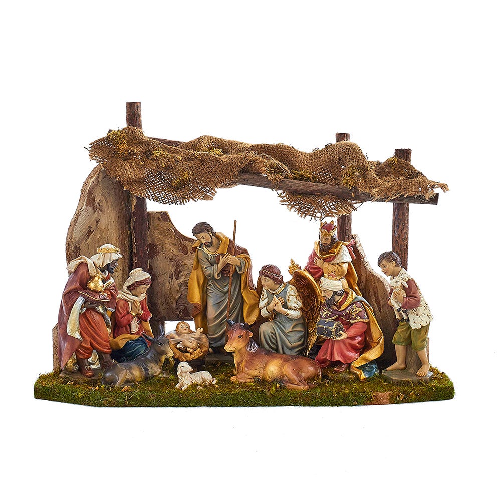 Kurt S. Adler Nativity Set With Stable, 12-Piece Set