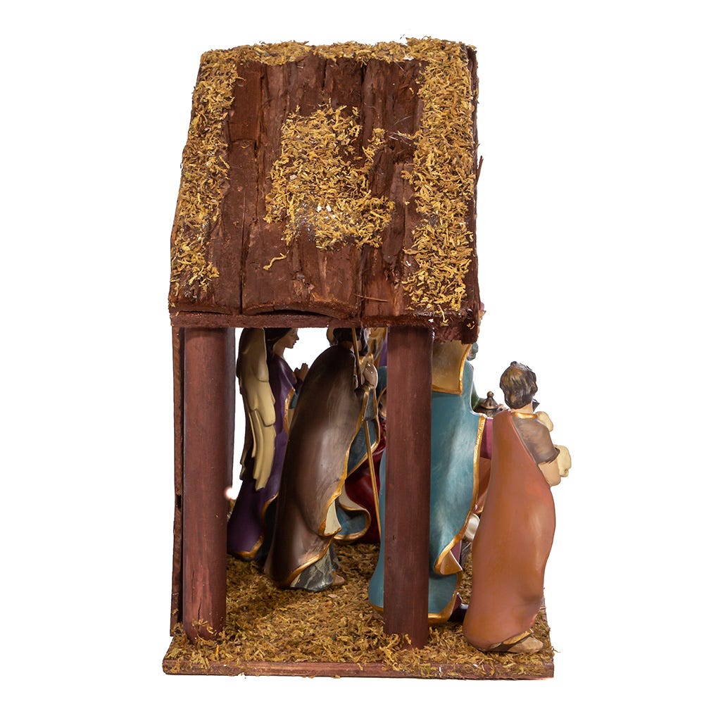 Kurt S. Adler Nativity Set With Wooden Stable, 8-Pieces