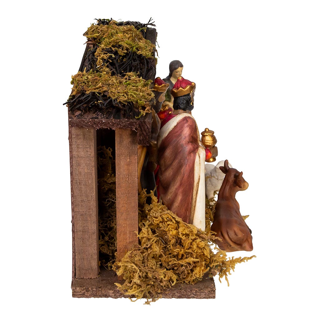 Kurt S. Adler 1.25-5.25“ Porcelain Nativity Figures With Wooden Stable, 9-Pieces