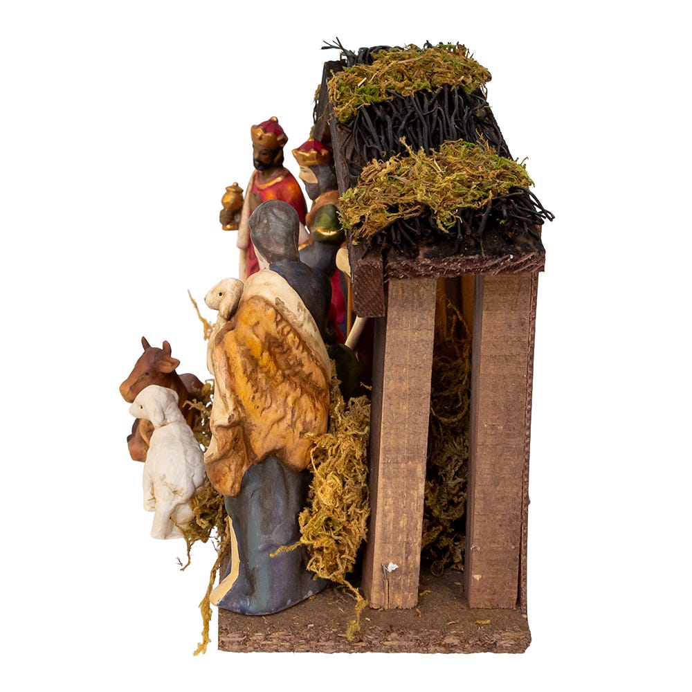 Kurt S. Adler 1.25-5.25“ Porcelain Nativity Figures With Wooden Stable, 9-Pieces