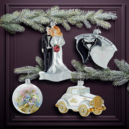 Kurt S. Adler Noble Gems™ Wedding Boxed Glass Ornaments, 4-Piece Box Set