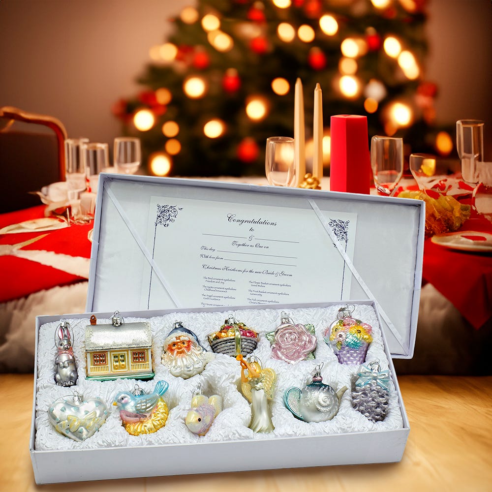 Kurt S. Adler Noble Gems™ Wedding Ornaments Gift Box Set, Set Of 12