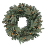 Kurt S. Adler 24“ Battery-Operated Pre-Lit Clear Incandescent Blue Spruce Wreath