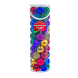 Kurt S. Adler 60MM Shatterproof Multicolored Ball Ornaments, 50-Piece Tube