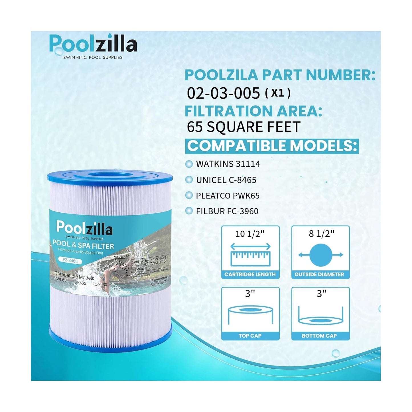 Spa Filter Cartridge for 76136 - Replaces Filbur  FC-3960, 71827