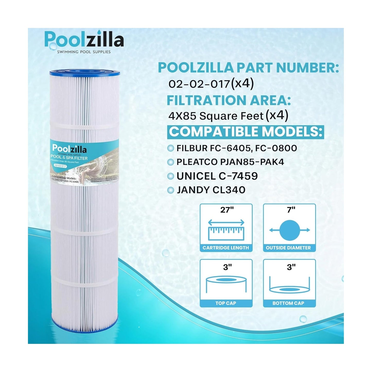 Pool Filter Cartridge for Jandy CL 340 - Replaces FC-6405, R0554500