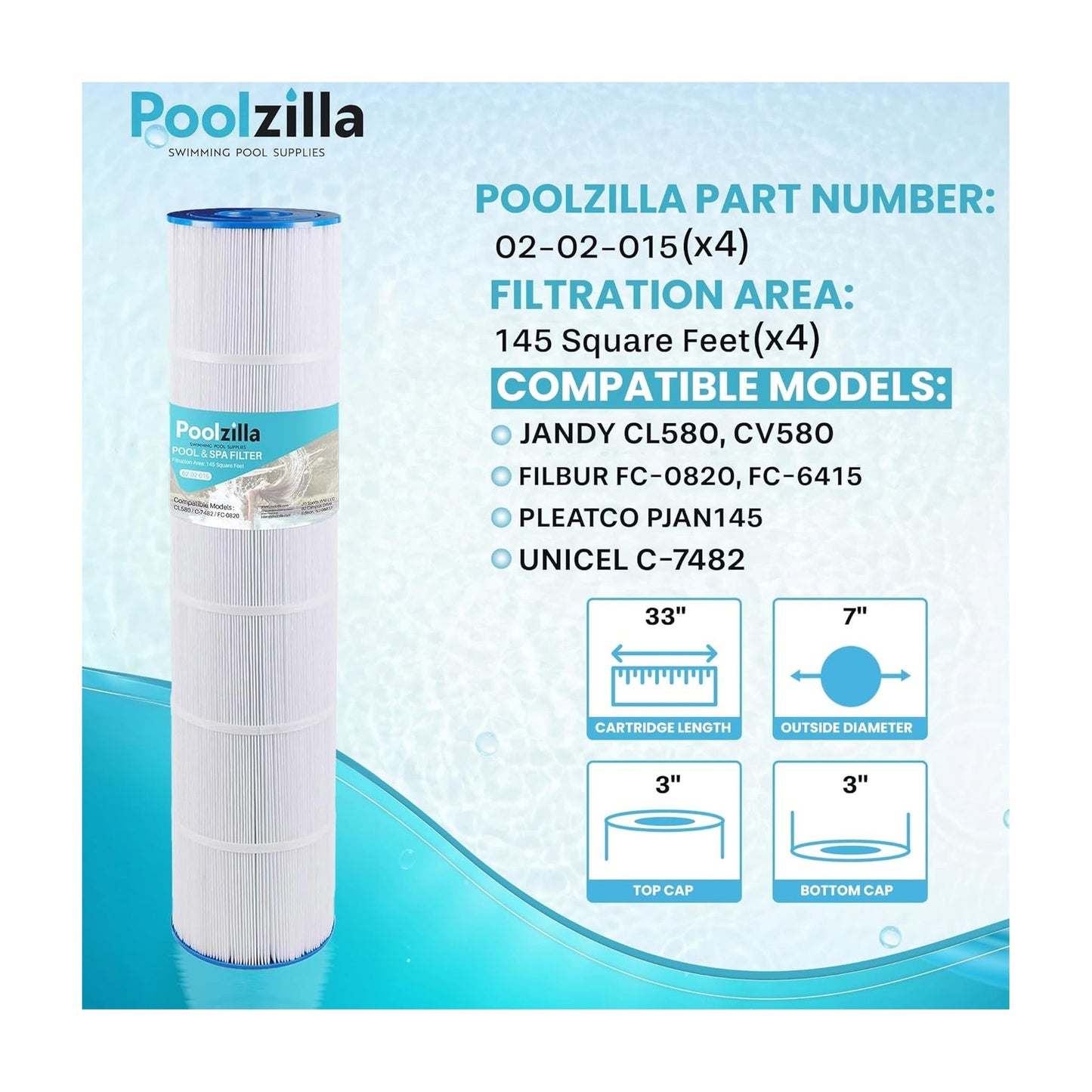 Pool Filter Cartridge for Jandy CL580 - Replaces CV580, R0357900