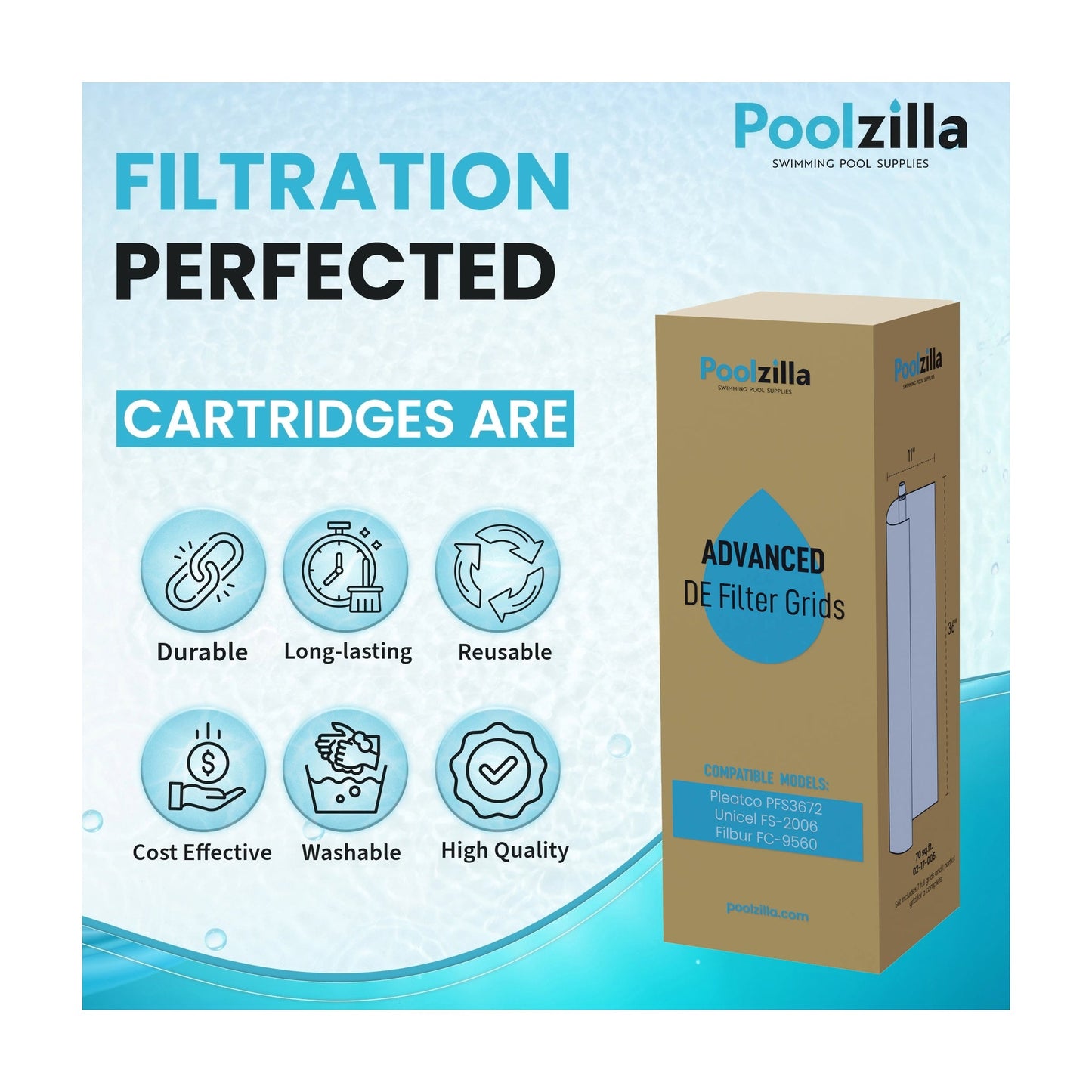 Poolzilla DE Grid Replacement - Replaces DE7200, Hayward DE7220