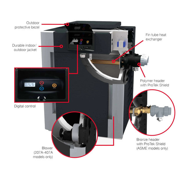 Raypak P-R266A-EP-C #57 Digital Propane Gas Heater | 266K BTU | 009225
