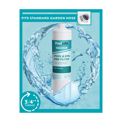 Poolzilla Prefilter for Pools, Spas, & Hot Tubs (3/4" Threads) Reduce Metals, Odors, and Chlorine Up to 8,000 Gallons